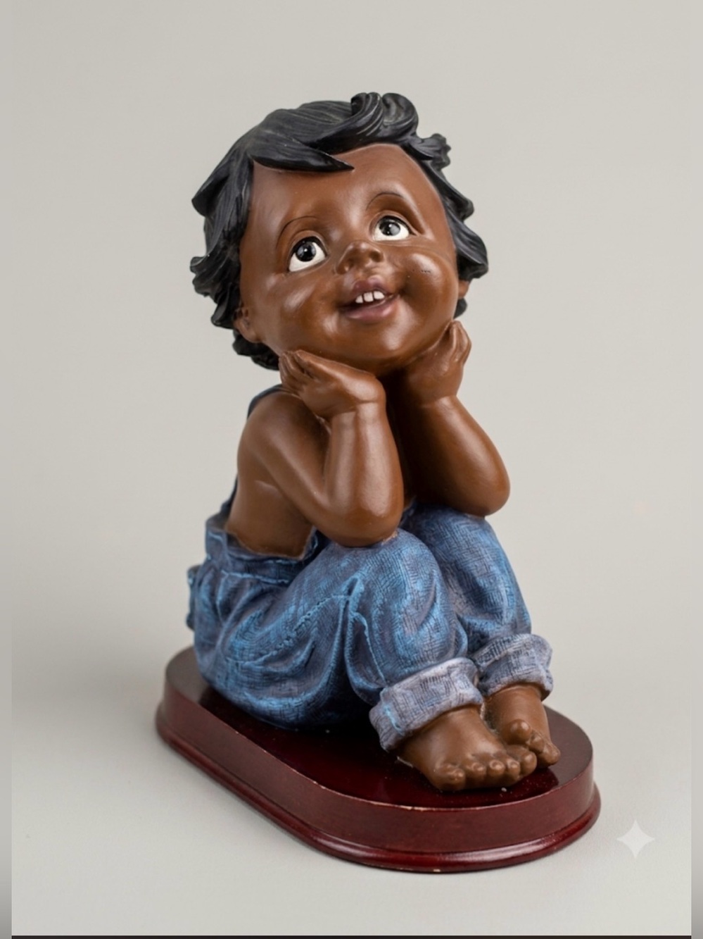 CB26 Hand-Painted Boy Figurine with Denim Overalls WB5848 (8" Tall)